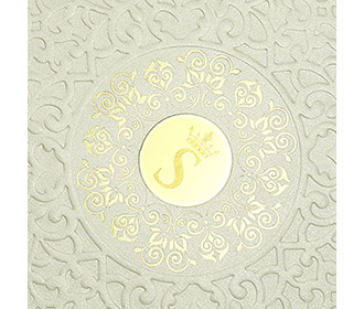 Designer circular multi faith wedding invitation in Ivory
