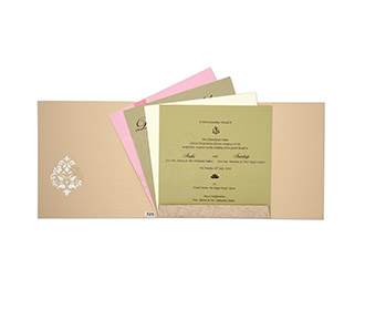 Designer floral Indian multifaith card in beige with marble effect