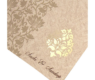 Designer floral Indian multifaith card in beige with marble effect