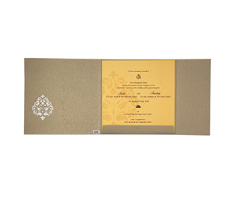 Designer floral Indian multifaith card in brown & golden