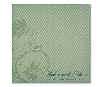 Designer floral indian wedding invitation in mint colour