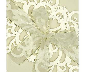 Designer floral laser cut invite in Ivory colour