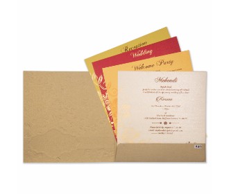Designer floral wedding card in golden colour