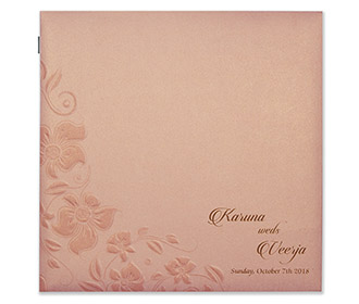 Designer floral wedding card in pastel pink colour