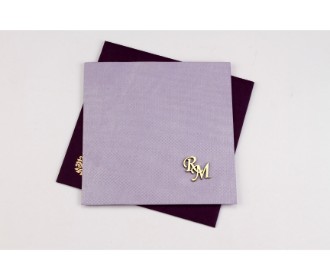 Designer handmade paper invite in shades of purple