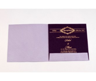 Designer handmade paper invite in shades of purple