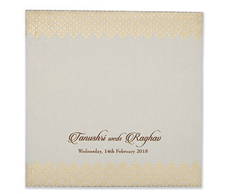Designer hindu wedding card in powder blue and golden colour