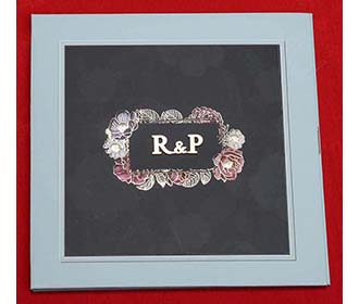 Designer Indian Wedding Card in Light Blue and Dark Green