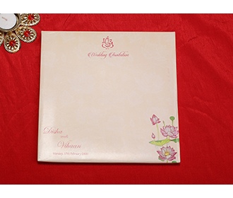 Designer Indian wedding Invitation in beautiful lotus theme