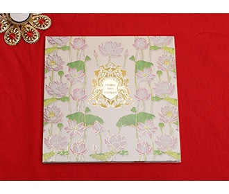 Designer Indian wedding Invitation in beautiful lotus theme