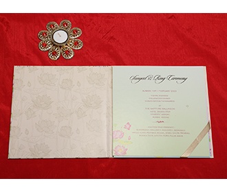 Designer Indian wedding Invitation in beautiful lotus theme