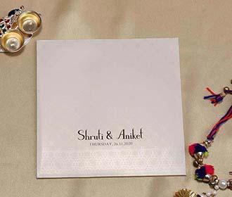 Designer Indian Wedding Invitation in Cream colour - 