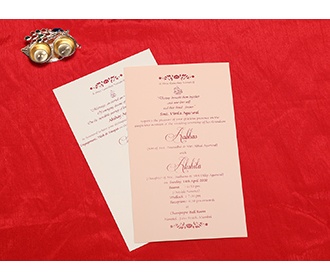 Designer Indian wedding invitation in cream with rose flowers