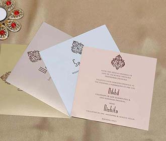 Designer Indian Wedding Invitation in Peach colour