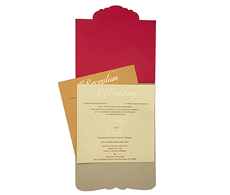 Designer Indian wedding invite in royal red with motifs in self