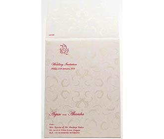 Designer Invitation in Ivory & Pink with Embossed Floral Pattern