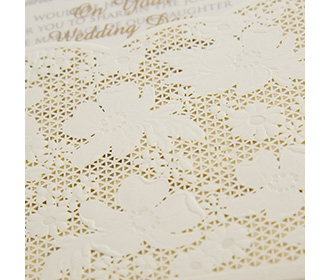Designer laser cut wedding card with a flower mesh pattern