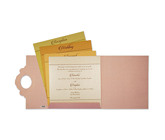 Designer muslim wedding card in pink and golden colour