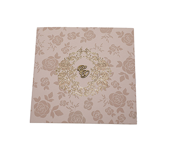 Designer rose theme tamil wedding card in biscuit colour