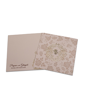 Designer rose theme wedding invitation in biscuit colour