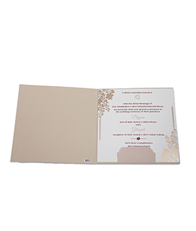 Designer rose theme wedding invitation in biscuit colour