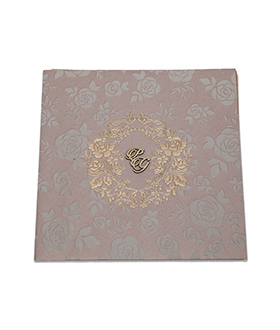Designer rose theme wedding invitation in golden brown colour