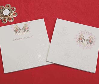 Designer Royal Indian Wedding Card in Ivory Colour