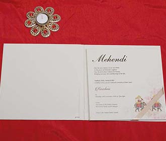 Designer Royal Indian Wedding Card in Ivory Colour