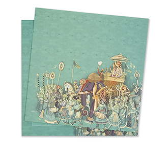 Designer royal indian wedding invitation in beautiful colours
