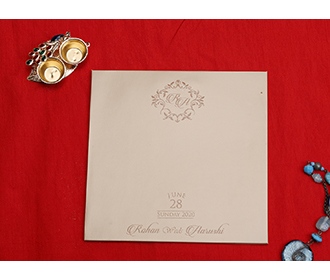 Designer wedding card in brown with laser cut cardboard style