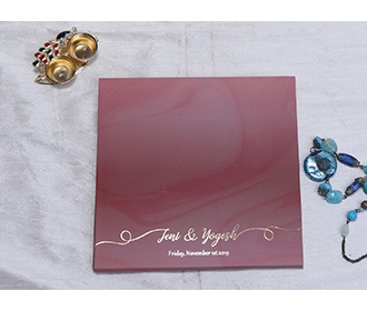 Designer wedding card in lotus petal design and circular inserts