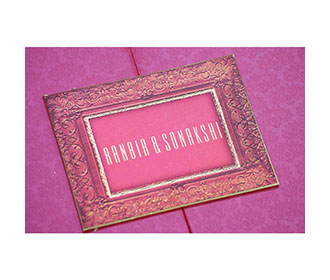 Designer Wedding Invitation in Pink with Multi color Inserts