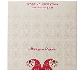 Designer Wedding Invitation with Paisley in Pink and Orange