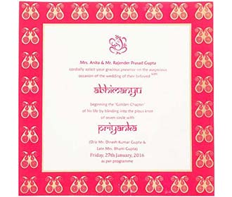 Designer Wedding Invitation with Paisley in Pink and Orange