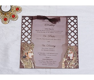 Dulha Dulhan theme laser cut Indian wedding invitation
