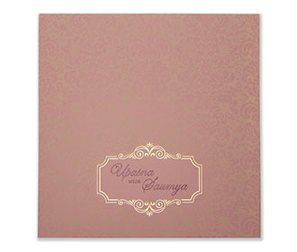 Elegant & Designer multifaith wedding card in rose gold colour