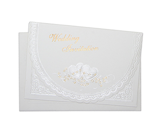 Elegant and postal friendly christian wedding invitation in Ivory