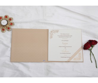 Elegant beige laser cut wedding invite