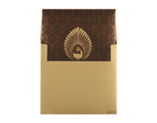 Elegant Brown and Golden Peacock Design Card