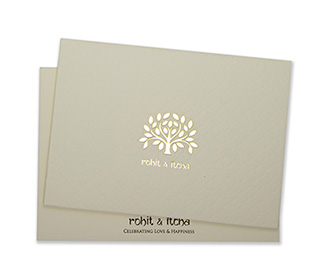 Elegant designer tree of life wedding card in cream