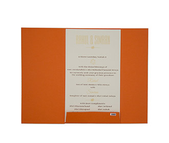 Elegant floral Indian wedding invitation in orange