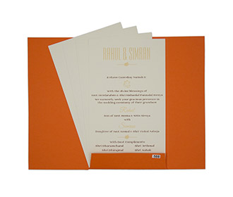 Elegant floral Indian wedding invitation in orange