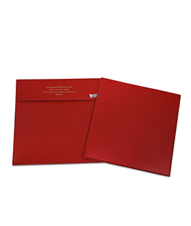 Elegant Indian wedding card in red colour with flower design