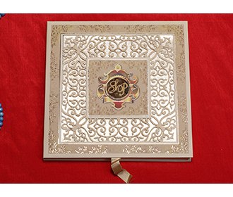 Elegant Indian wedding invitation with laser cut designs