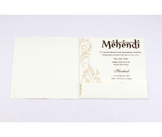 Elegant ivory wedding invite with beige floral design