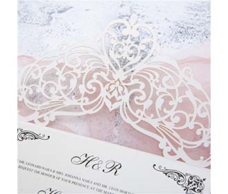 Elegant laser cut wedding invite with silver rhinestone