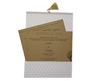 Elegant modern multifaith Indian wedding invitation brown