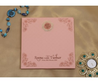 Beautiful pink laser cut Indian wedding Invitation