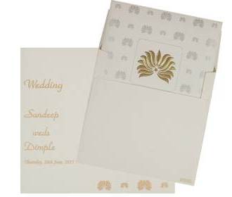 Elegant White and Golden Lotus Design Card
