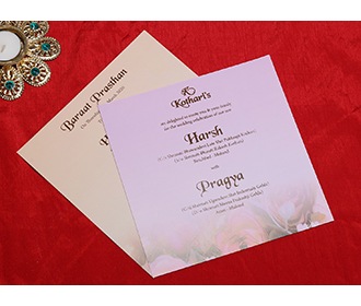 Exquisite floral Indian wedding invitation in pastel colours